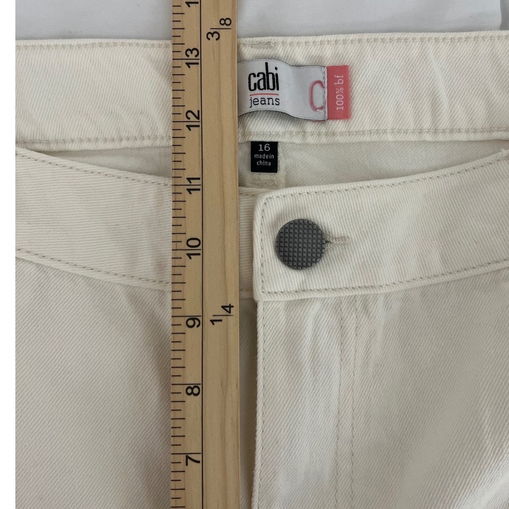 Cabi Jeans Women's Size 16 Cream Denim Pants Straight Leg Classic Style - Picture 8 of 10